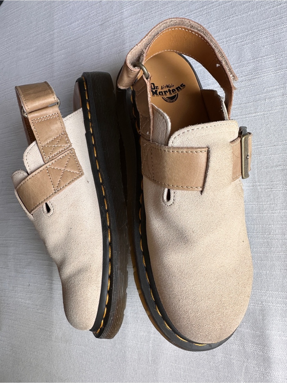 Dr. Martens Jorge II Cream Suede & Leather Slingback Mules | 8